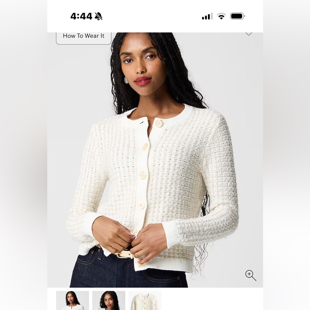 J. Crew Factory Women's Cream Knit Cardigan